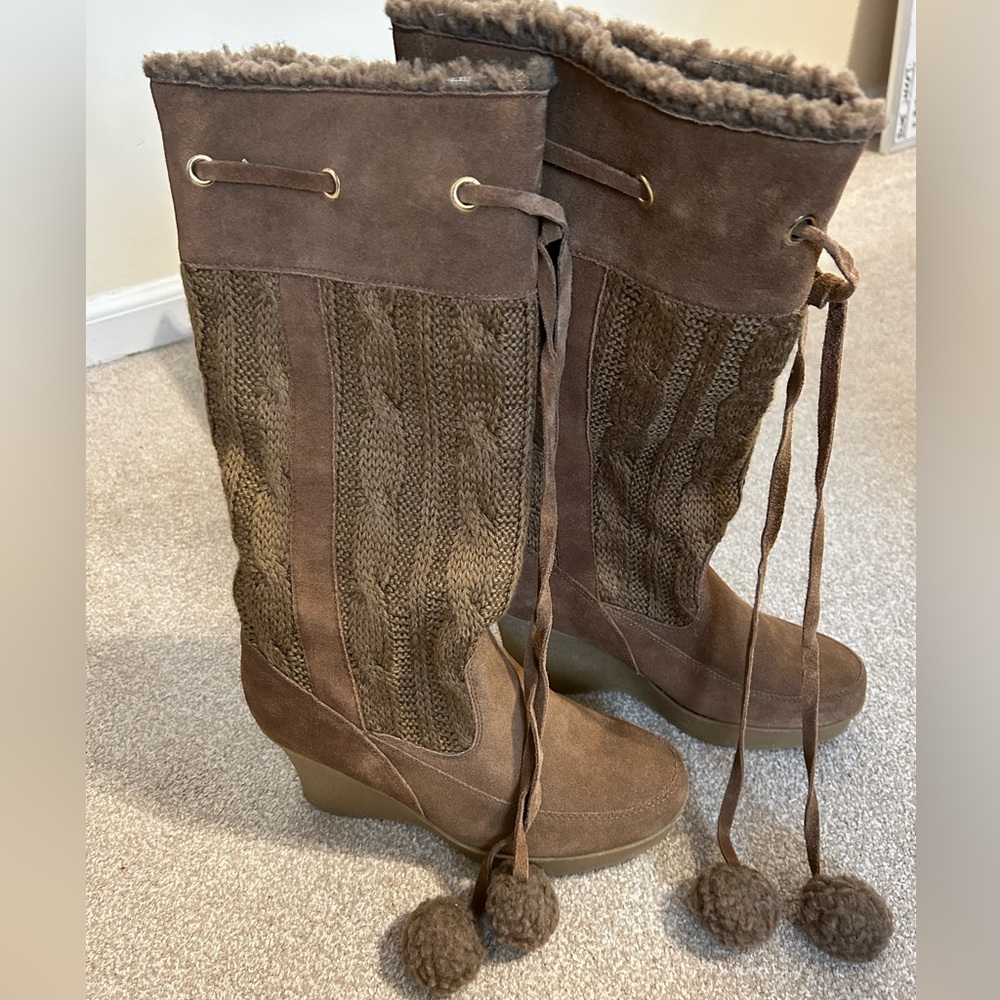 Colin Stuart Knee High Wedge Boot